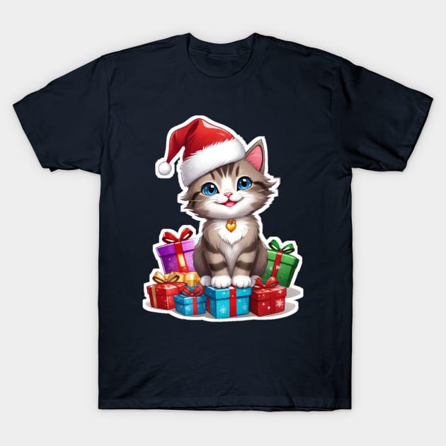 Cat christmas and gift christmas T-Shirt by AchioSHan